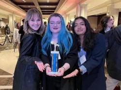 WMSC Homecoming Award Recipients: (Left to Right) Digital Marketing Director Gurleen Kaur, Music and Web Director Emily McCormack, and Promotions Director and Assistant Digital Marketing Director Shannon Daly.